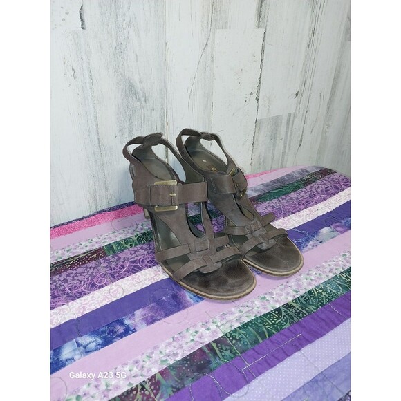 Ecco Brown Leather Heeled Sandals Size 39 - Picture 1 of 10